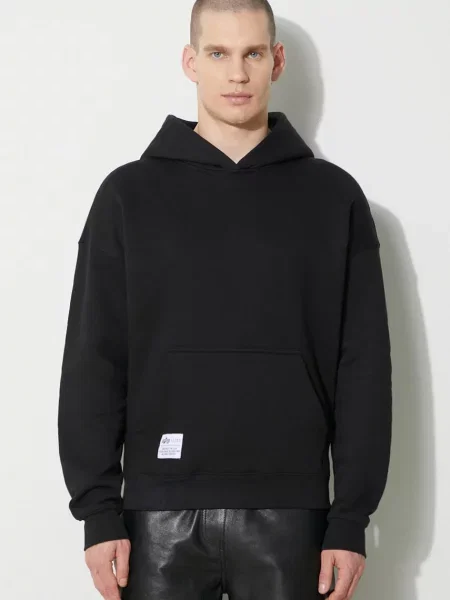 Кофта Alpha Industries Logo BP Hoody з капюшоном з принтом чорний