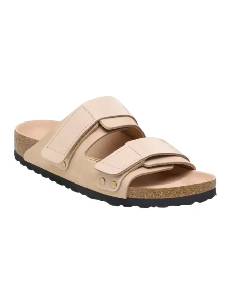 Klapki Birkenstock skórzane beżowe