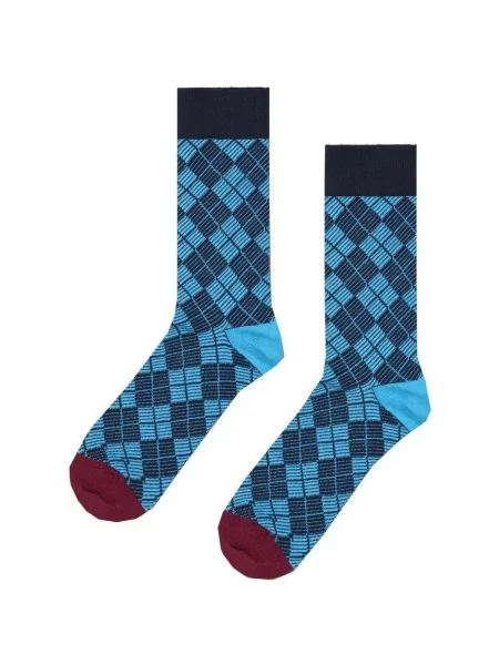 Ponožky Happy Socks s vzorom argyle modrá
