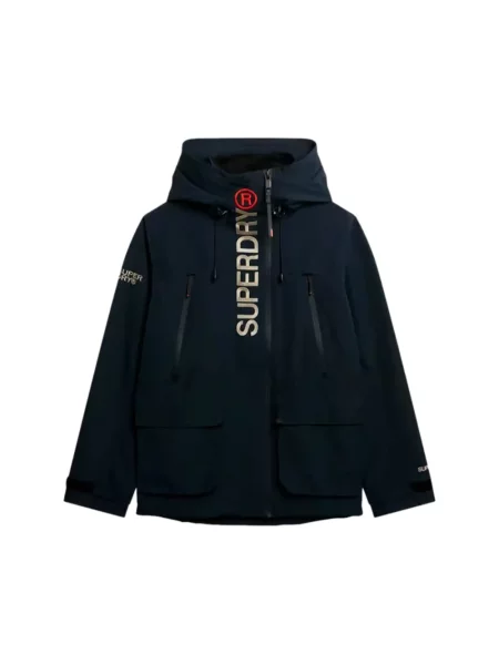 Kurtka Superdry Ultimate Embroidered Windbreaker granatowa z kapturem M niebieska