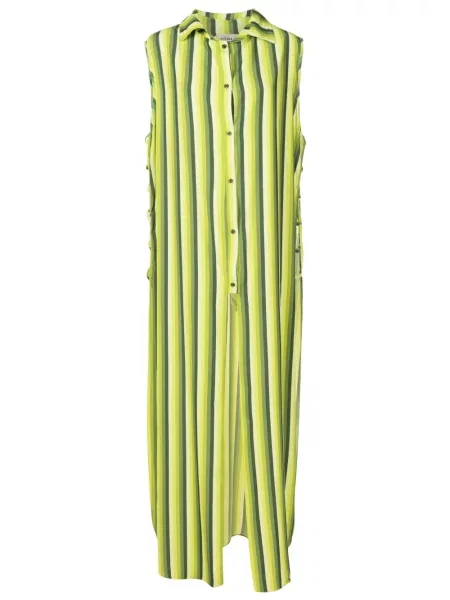 Rochie tip cămașă Amir Slama cu dungi cu imagine lungă verde