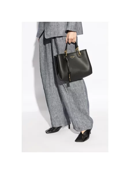 Torebka crossbody Emporio Armani z magnetycznym zapięciem skórzana czarna
