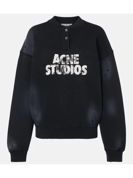 Hanorac din fleece Acne Studios din fleece zdrențuiți negru