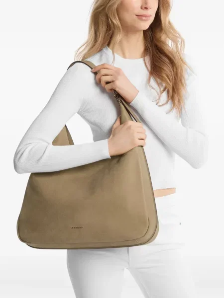 Top Michael Michael Kors cu franjuri din piele de căprioară lung negru
