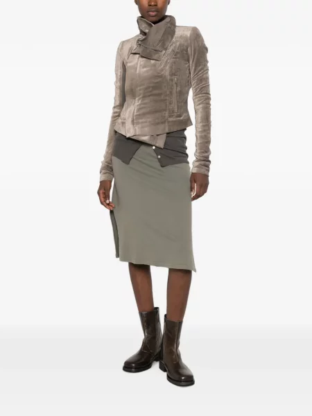 Geacă Rick Owens de catifea asimetrică gri
