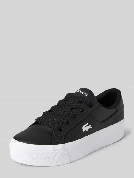 Sneakersy z naturalnej skóry z podeszwą na platformie Lacoste białe