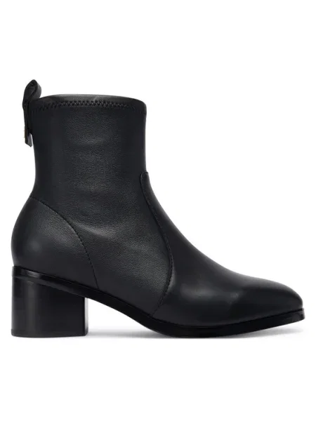 Botine Tommy Hilfiger Th Stretch Leather Bootie negru