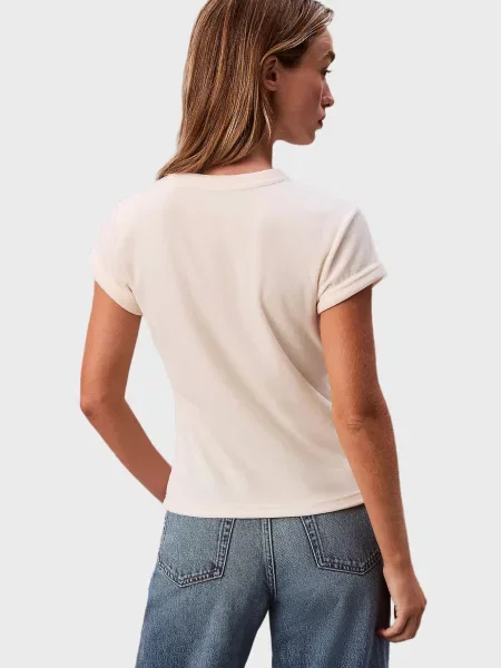 Велюровая футболка Calvin Klein Jeans с автографом белая