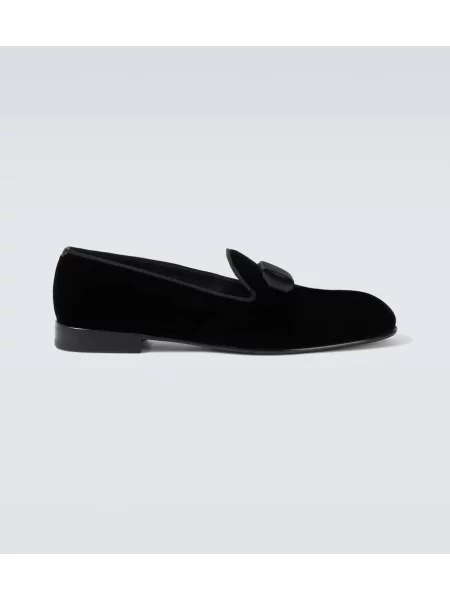 Pantofi loafer Brioni de catifea negru