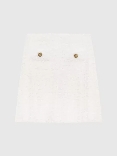 Твідова спідниця міні Balmain біла