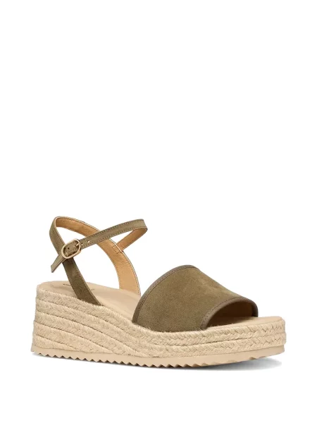 Espadrile Geox cu platformă cu cataramă verde
