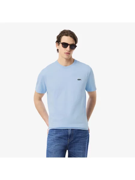 Lacoste T-Shirt Z Grubej Dzianiny Jersey Landscape Crocodile niebieski