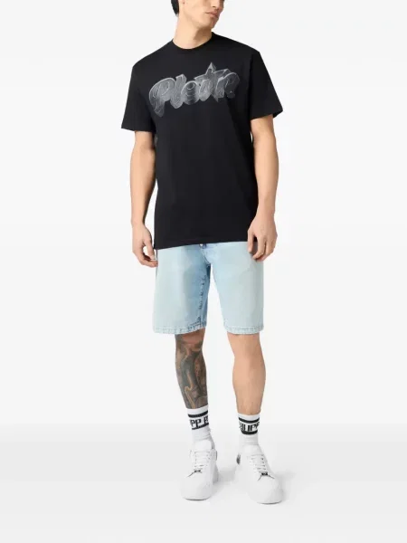 Tricou Philipp Plein cu decolteu rotund negru