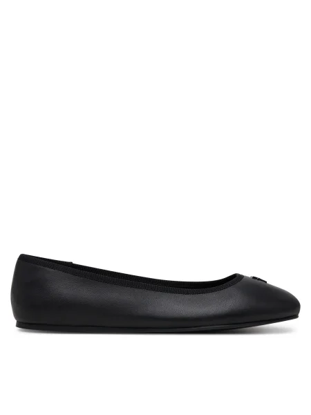 Кожени балеринки Tommy Hilfiger TH HARDWARE LEATHER BALLERINA черно
