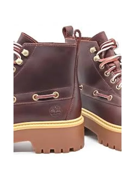 Botki Timberland sznurowane skórzane w miejskim stylu brązowe