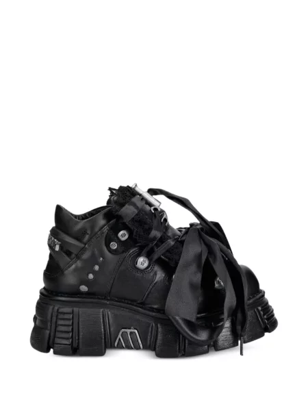 Botine New Rock cu platformă din dantelă negru