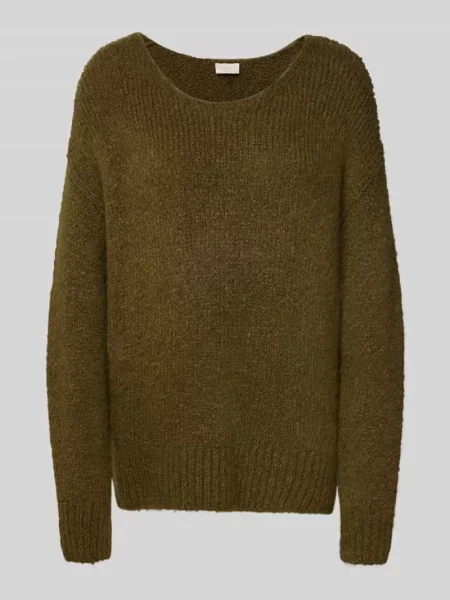 Sweter z dzianiny z okrągłym dekoltem Milano Italy khaki