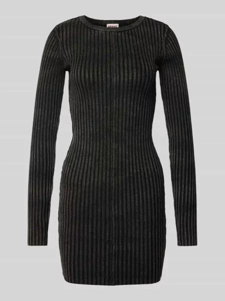 Sukienka mini z efektem prążkowania model ‘GO RAW EDGE’ Guess Jeans czarna