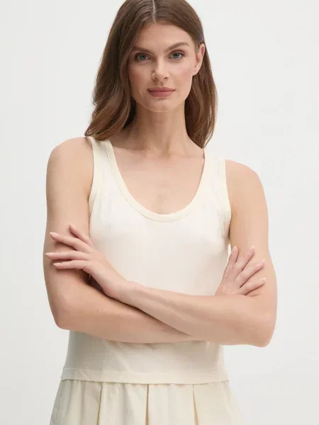 Рокля United Colors of Benetton дълга разкроена бежово