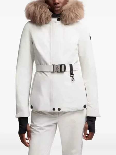 Cu centură geacă cu puf Moncler Grenoble cu blană alb