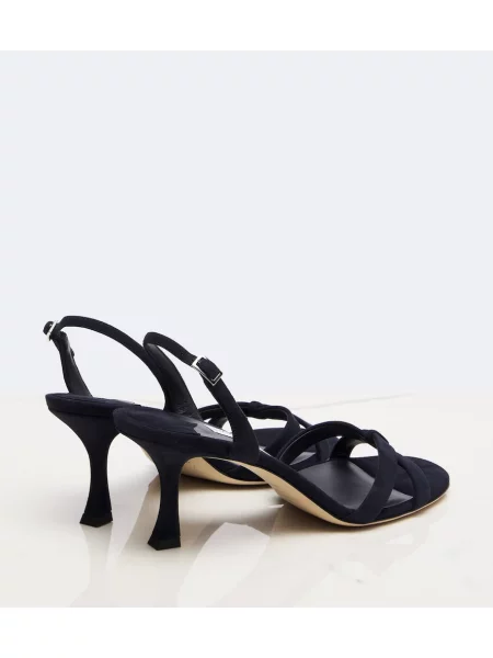 Semišové sandále Jimmy Choo s otvorenou pätou modrá