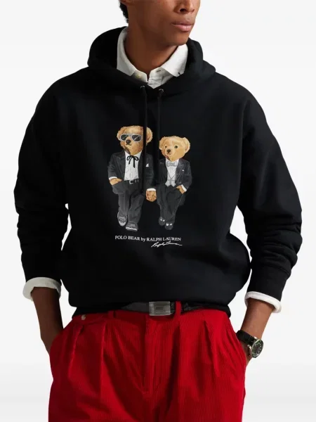 Ριγέ polo Polo Ralph Lauren με κουκούλα με αυτόγραφο λευκό
