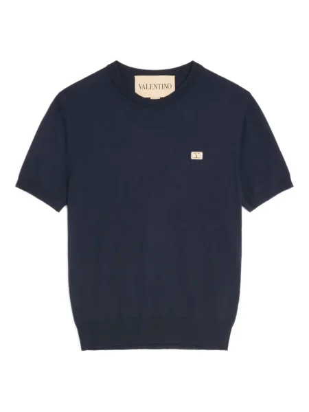 Tricou Valentino Garavani de lână albastru