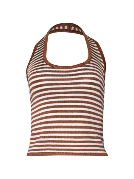 Top Calle Del Mar cu gât halter maro