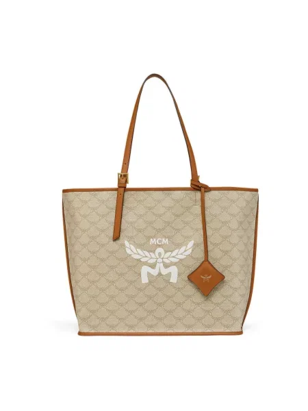 Mcm Torba Shopper Lauretos Medium beige beżowa