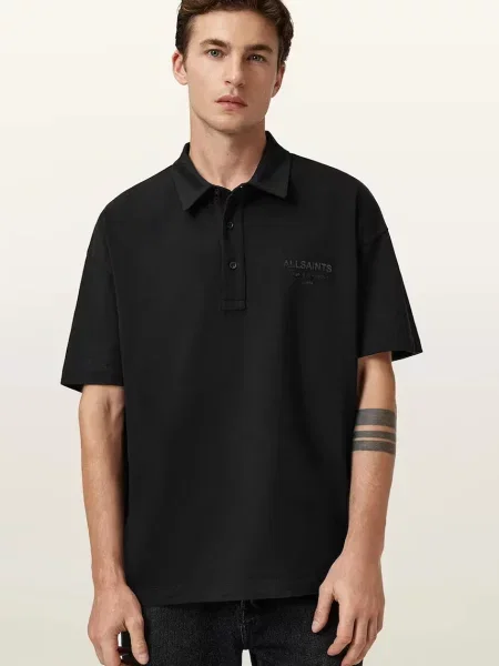 AllSaints polo de XANDER uni negru
