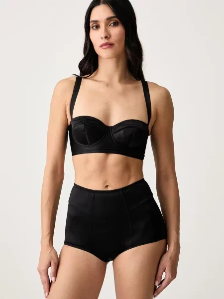 Guess nohavičky dámske s hodvábom x LEONIE HANNE čierna