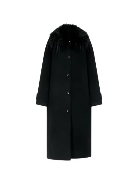 Gulerat palton de blană Loulou De Saison cu blană negru