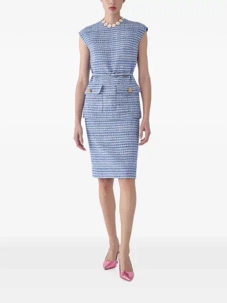 Φούστα pencil Carolina Herrera tweed μπλε