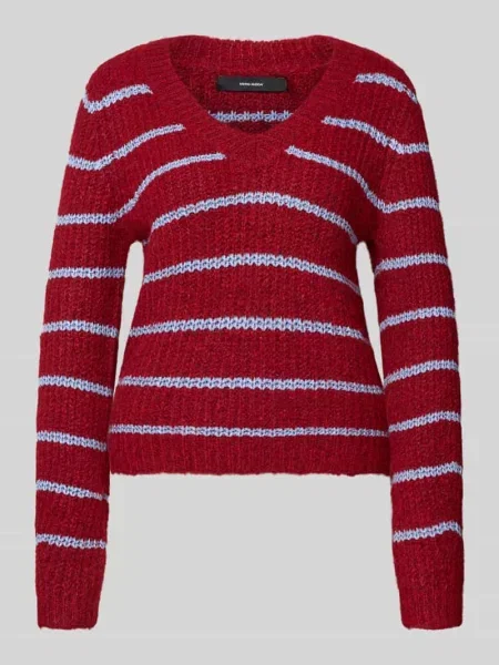 Sweter z dzianiny o kroju regular fit z dodatkiem wełny model ‘AWESOME’ Vero Moda bordowy