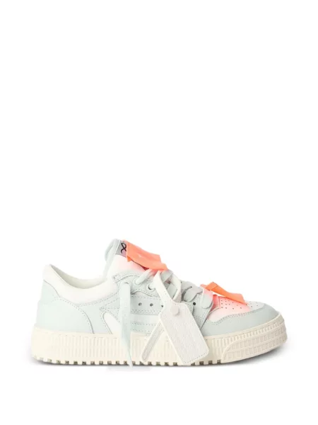 Sneakerși Off-white cu șireturi din piele alb