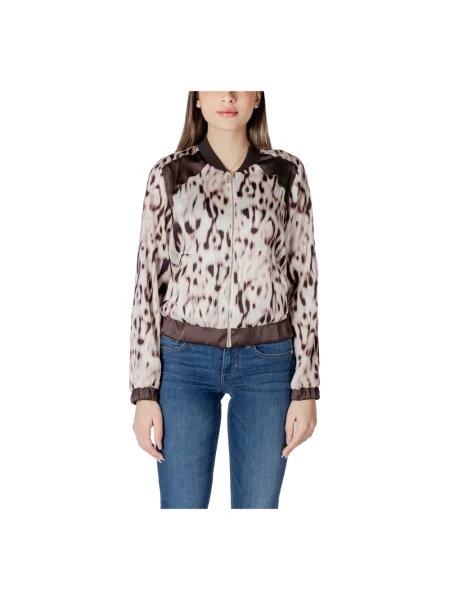 Satynowy kurtka bomber Liu Jo z nadrukiem z nadrukiem zwierzęcym brązowy