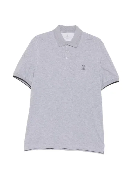 Tricou polo Brunello Cucinelli cu autograf gri
