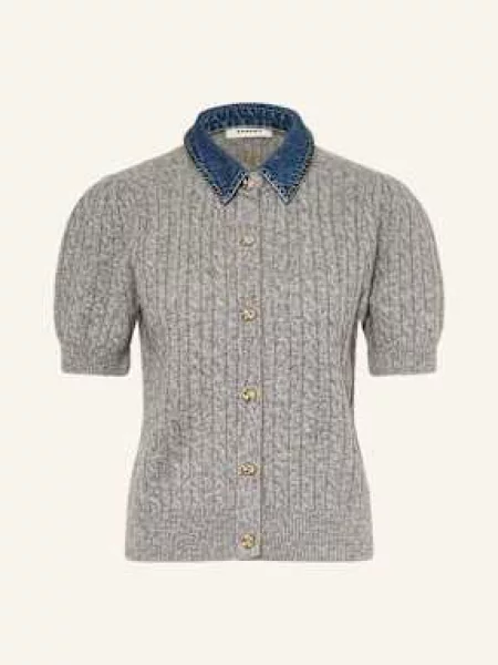 Sandro Kardigan Z Odpinanym Kołnierzem grau szary
