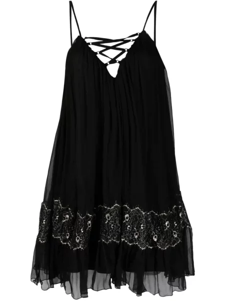 Rochie mini Nissa de mătase de costum negru