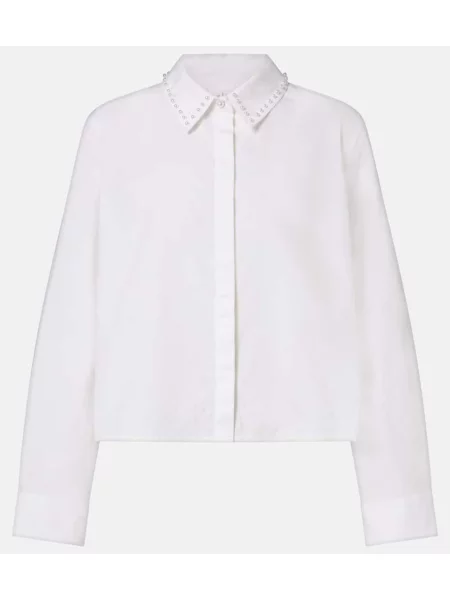 Cămașă Velvet de catifea cu mărgele alb