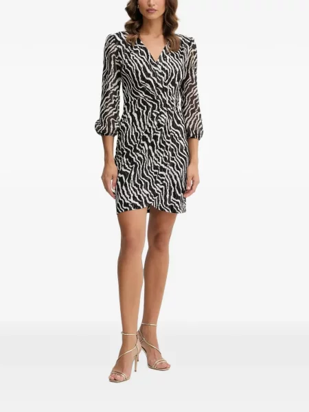 Rochie mini Morgan cu imagine cu decolteu în V cu model zebră negru