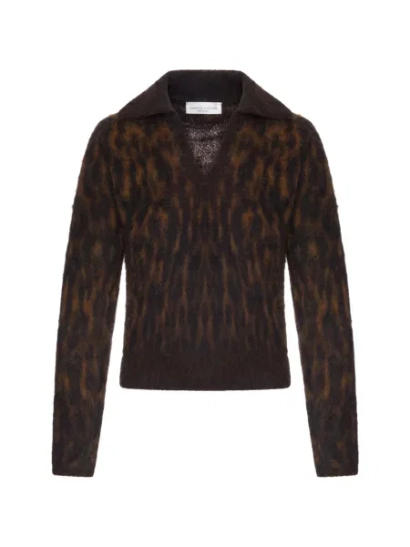 Pulover Roberto Collina din lână alpaca cu imagine cu imprimeu animal print maro