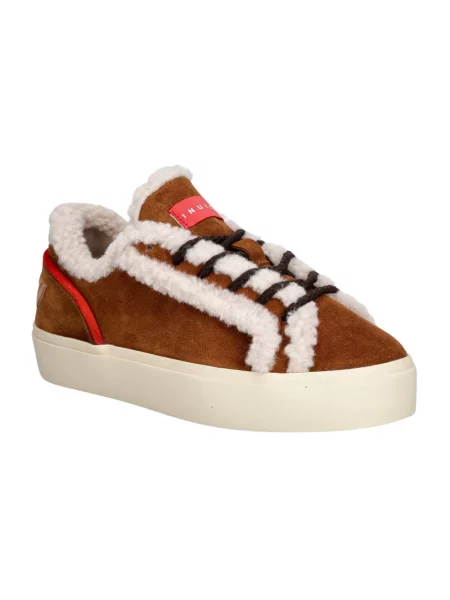 Sneakersy Inuikii sznurowane skórzane brązowe