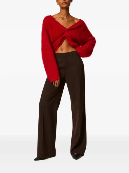 Pantaloni Twinset din satin maro