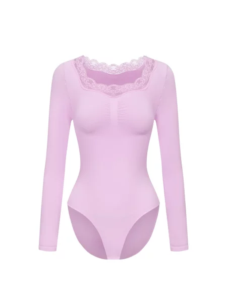Cfab Alakformáló body Lace Bodysuit Sculpting Shapewear Longsleeve mit Slip orchidea