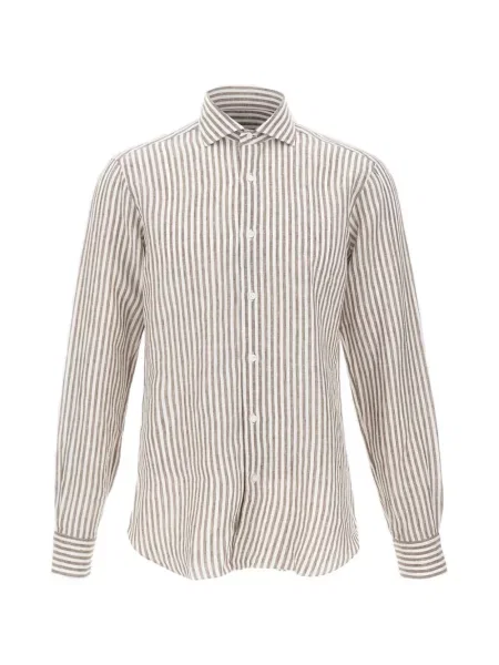 Lněná pruhovaná košile Barba bílá