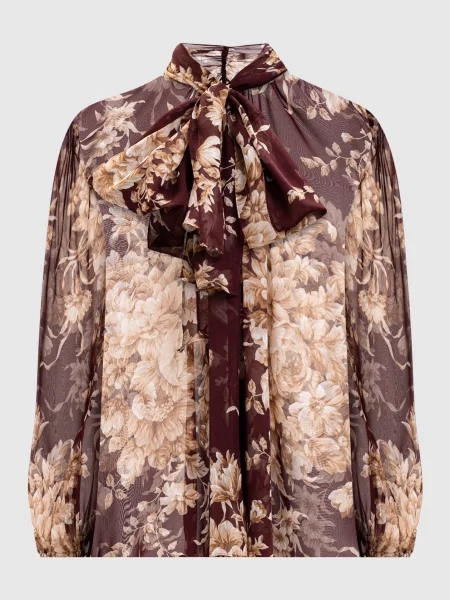 Блуза із шовку в квітковий принт Dolce&gabbana бордова