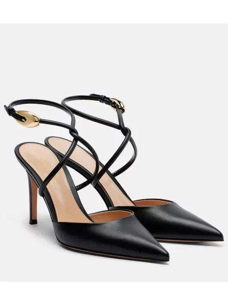 Pantofi cu toc Gianvito Rossi din piele slingback negru