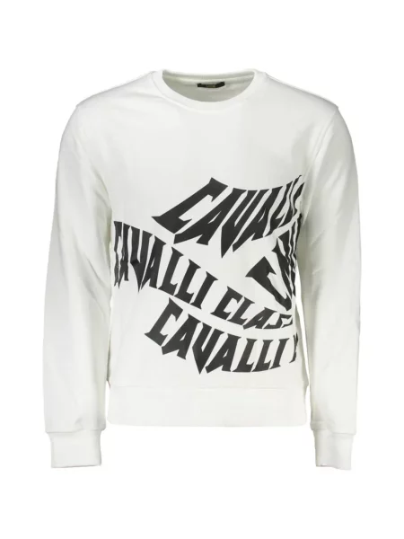 Hanorac crewneck Cavalli Class cu imagine cu decolteu rotund alb