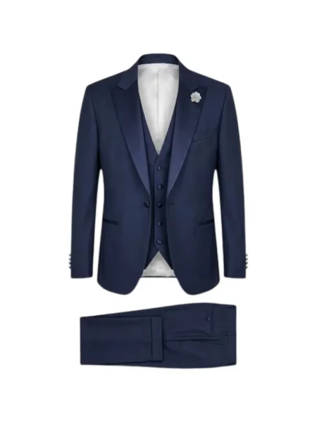 Costum Paoloni cu rever albastru